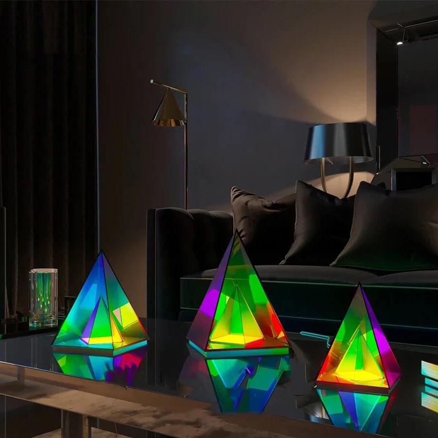 Magischer Würfel Box Dreieck Acryl Farbe LED Tischlampe 