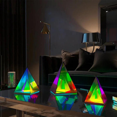 Magischer Würfel Box Dreieck Acryl Farbe LED Tischlampe 