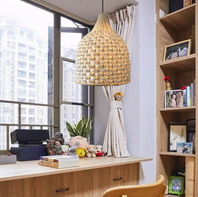 Creative Bamboo Weaving Ananas Dome Shade 1-Licht Pendelleuchte 