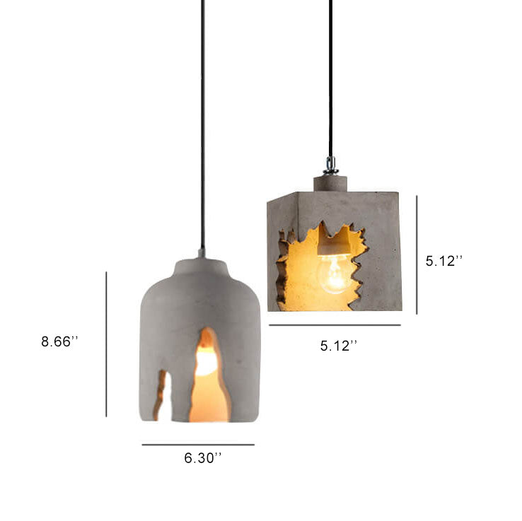 Luminaire suspendu industriel créatif à 1 lumière en ciment Notch 