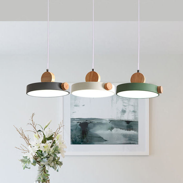 Nordic Minimalist Metal Drum Shape 1-Light LED Pendant Light