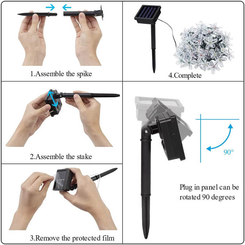 La ficelle solaire LED Sakura allume les lumières féeriques extérieures imperméables de fleur 
