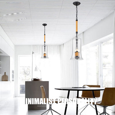 Creative Bell Shaped Glass Hemp Rope 3-Light LED Chandelier