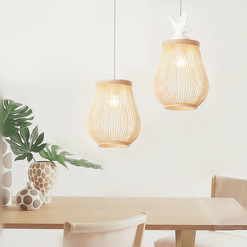 Simple Birdcage Bamboo Weaving 1-Light Pendant Light