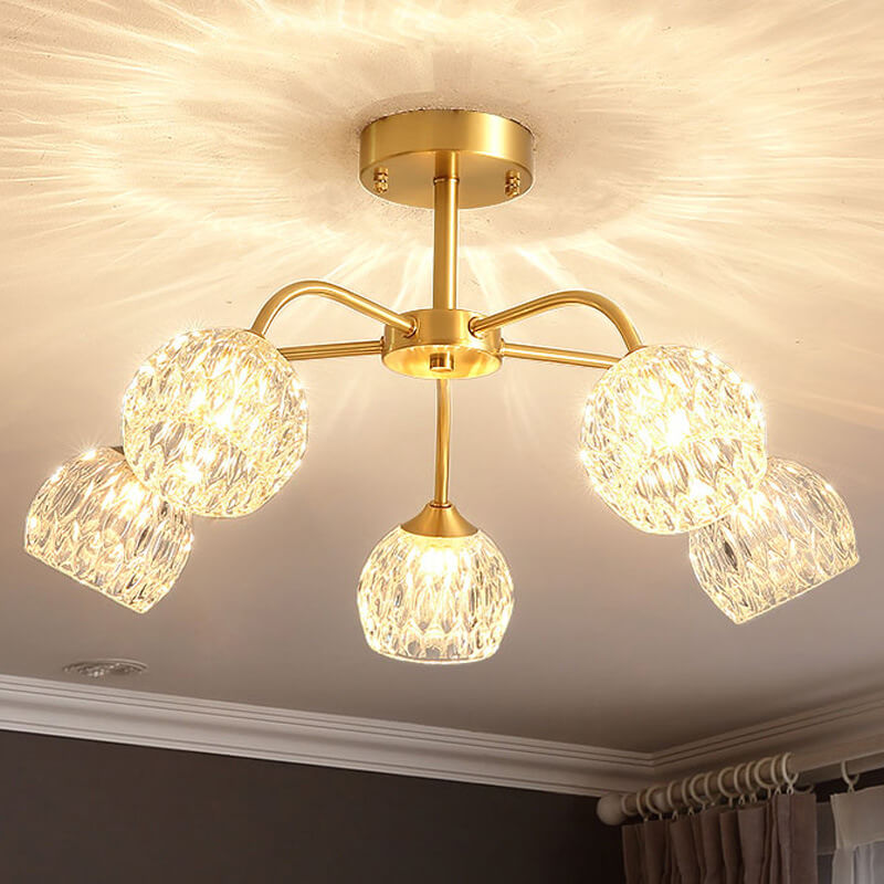 Éclairage semi-encastré à 5 lumières en cristal 