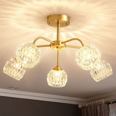 Crystal 5-Light Semi-Flush Mount Lighting