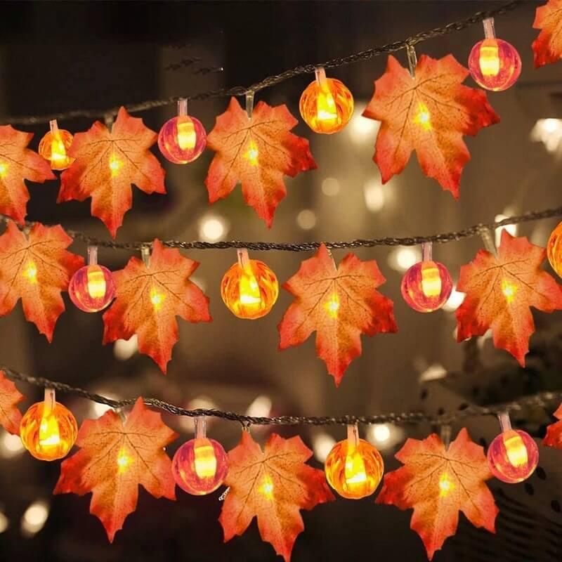 Maple Leaf Pumpkin LED Lights Festival Party Decoration Battery String Lights