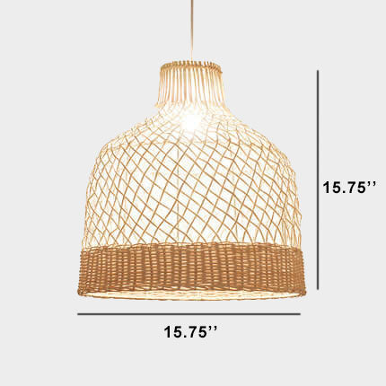 Rattan Weaving Fiber 1-Light Dome Pendant Light