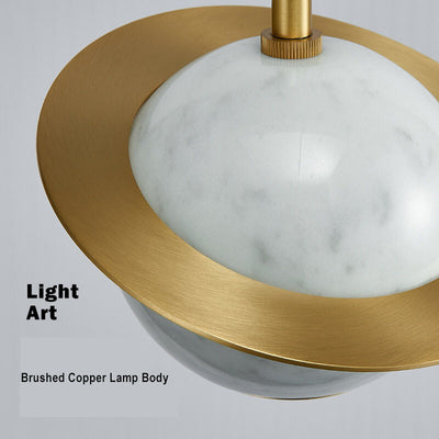 Marble Copper Ring 1-Light Globe LED  Pendant Light