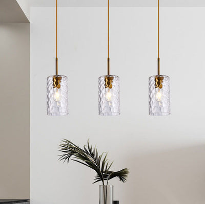 Nordic Water Ripple Glass 1-Light Cylinder Pendant Light