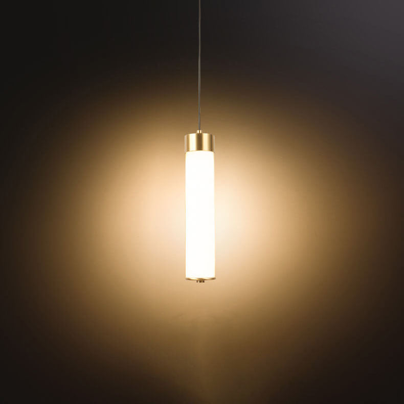 Modern Minimalist Marble Pipe Shaped 1-Light White Pendant Light