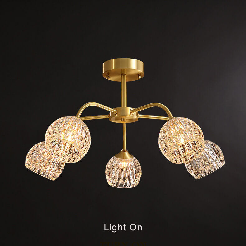 Éclairage semi-encastré à 5 lumières en cristal 
