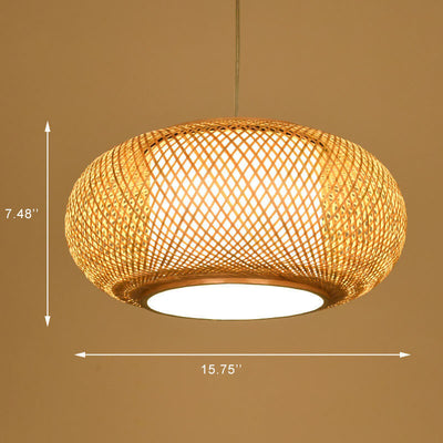 Modern Bamboo Weaving 1-Light Globe LED Pendant Light