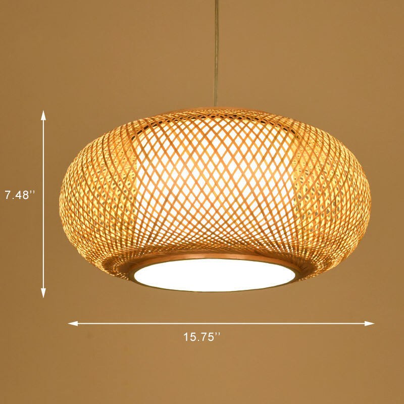 Modern Bamboo Weaving 1-Light Globe LED Pendant Light