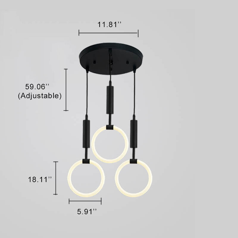 Modern Circle Ring 3-Light LED Chandeliers