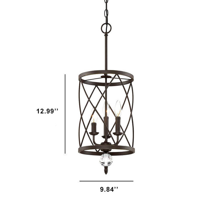 Retro Schmiedeeisen 3-Licht Openwork Säule Kronleuchter 
