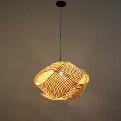 Modern Rattan Weaving Twist Globe Shape 1-Light Pendant Light