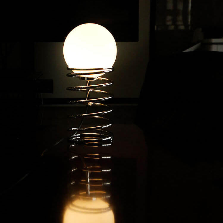Minimalist Glass Ball Sprung Base 1-Light LED Table Lamp
