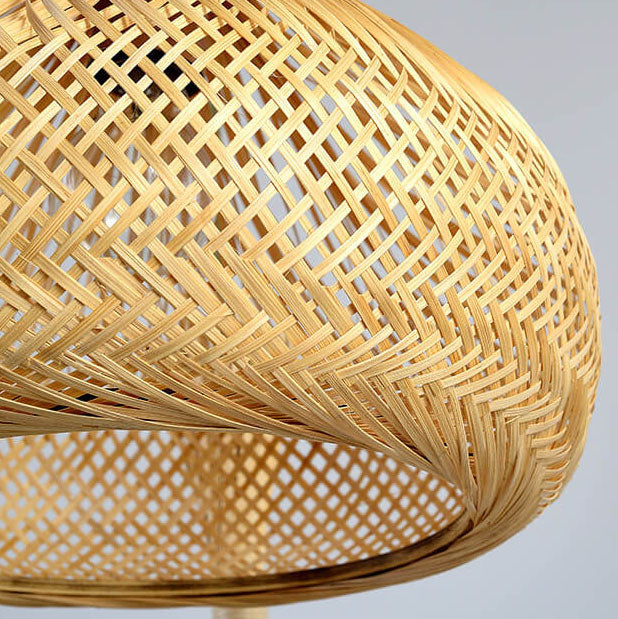 Modern Bamboo Weaving Pear Shaped 1-Light Pendant Light