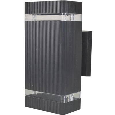 Aplique de pared impermeable para exteriores con 2 luces iluminadas hacia arriba y hacia abajo de diseño cuadrado simple 