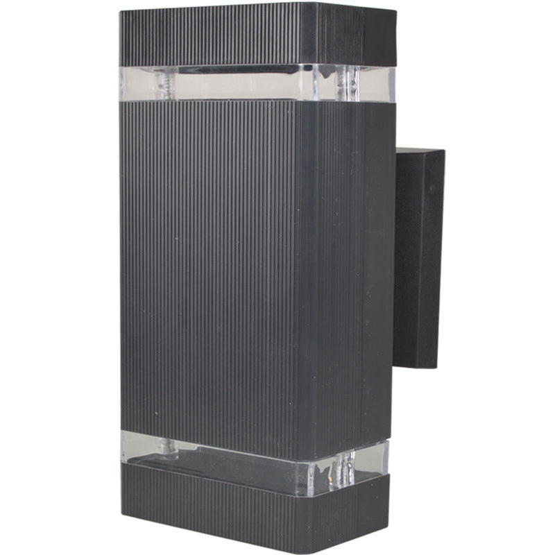 Aplique de pared impermeable para exteriores con 2 luces iluminadas hacia arriba y hacia abajo de diseño cuadrado simple 