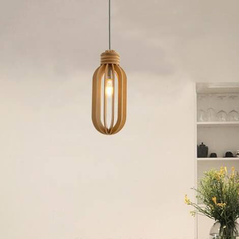 Simplicity Creative Solid Wood Oval Shaped 1-Light Pendant Light