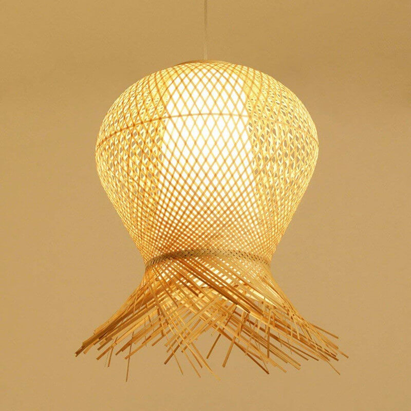 Modern Bamboo Weaving Nest 1-Light Globe Pendant Light