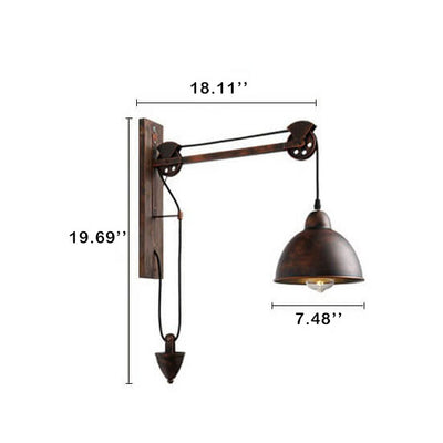 Industrial Retro Pulley Iron 1-Light Wall Sconce Lamp