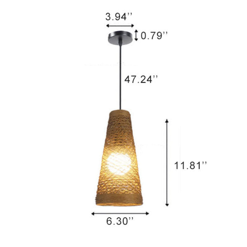 Bambus Weben 1-Licht Kegel LED Pendelleuchte 