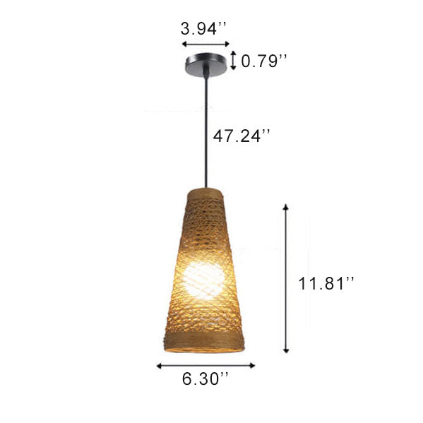 Bamboo Weaving 1-Light Cone LED-Pendelleuchte 