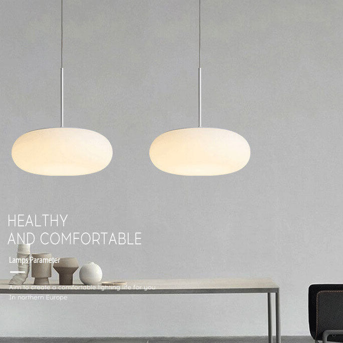 Moderne minimalistische Kunststoff weiße 1-Licht Trommel LED Pendelleuchte 