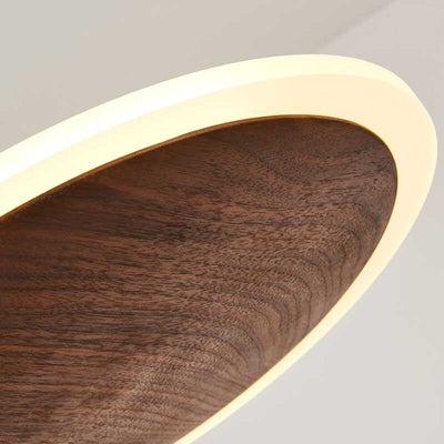 Modern Round Brown Walnut Wood 1-Light LED Pendant Light