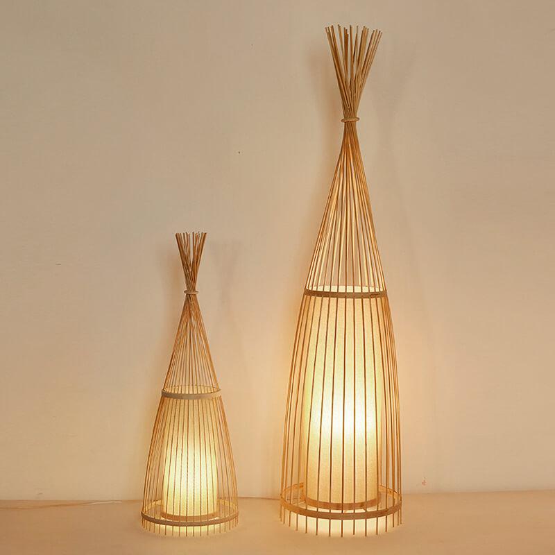 Bamboo Weaving 1-Light Hut Shaped Standing Floor Lamps