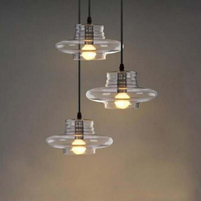Industrial Vintage Dome Clear Glass 1/3 Light Chandelier