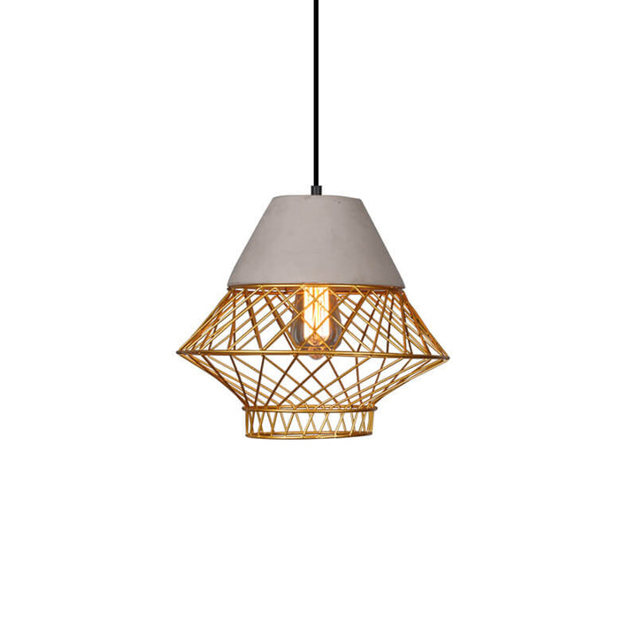 Suspension en forme de lanterne à 1 lumière en fer rétro et ciment 