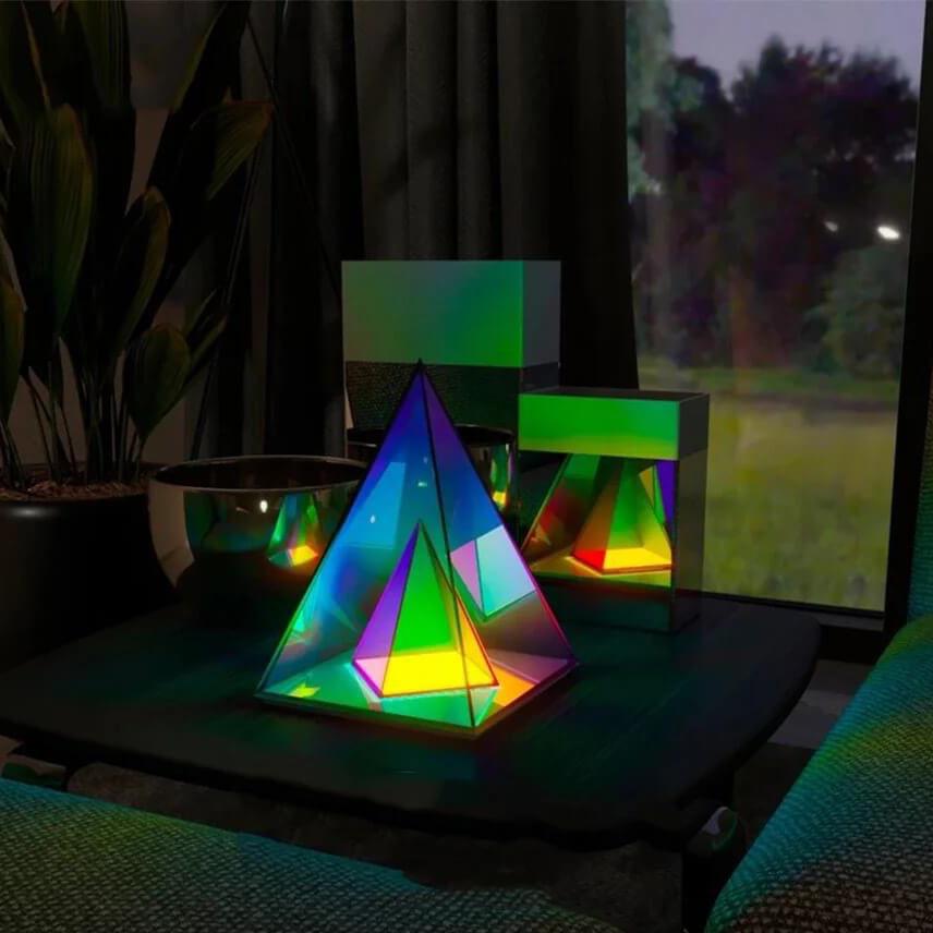 Magischer Würfel Box Dreieck Acryl Farbe LED Tischlampe 