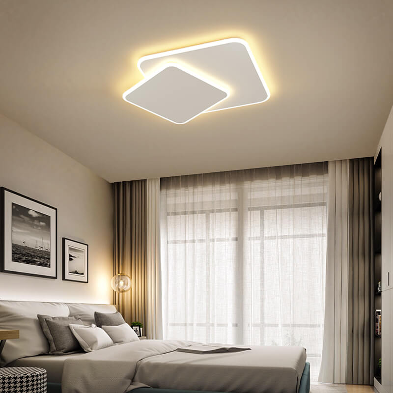 إضاءة مثبتة على السقف LED بلمسة نهائية بيضاء قابلة للتغيير بمصباح واحد ومربعين تصميم بسيط 