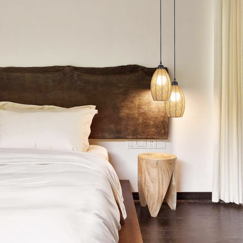 Bamboo Weaving 1-Light Single Oval Pendant Light