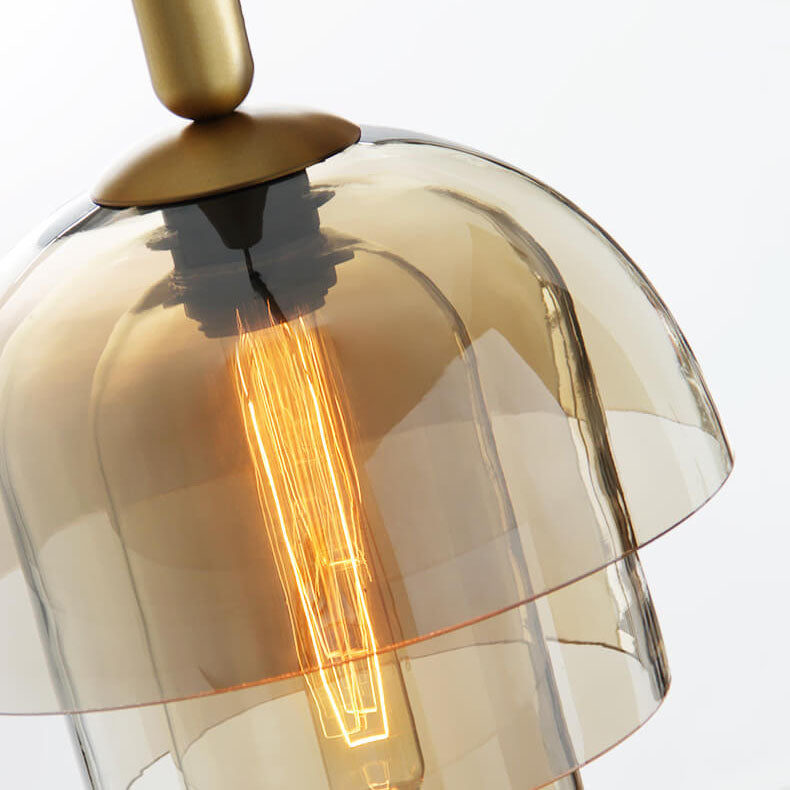 Modern Cognac Multi Layer Glass Shade 1-Light Pendant Light