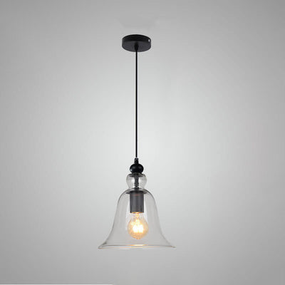 Industrial Glass 1-Light Bell Pendant Light
