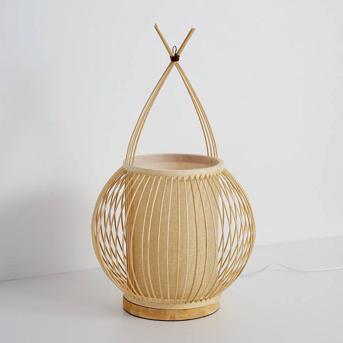 Lampe de Table à 1 Lumière en Tissage de Bambou Moderne 