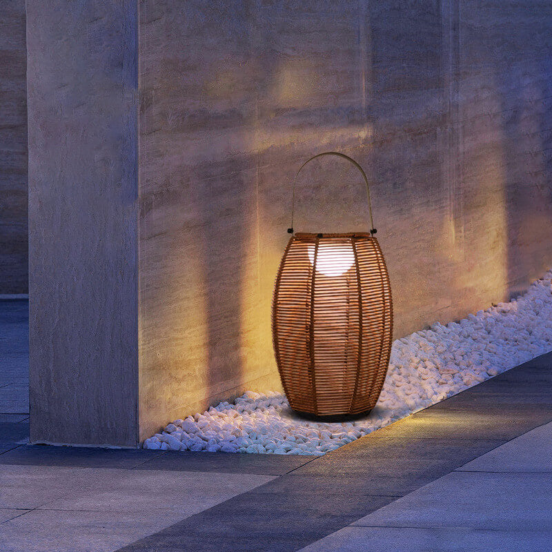 Bamboo Weaving Globe 1-Light Outdoor Solar Energy LED Floor Lamps