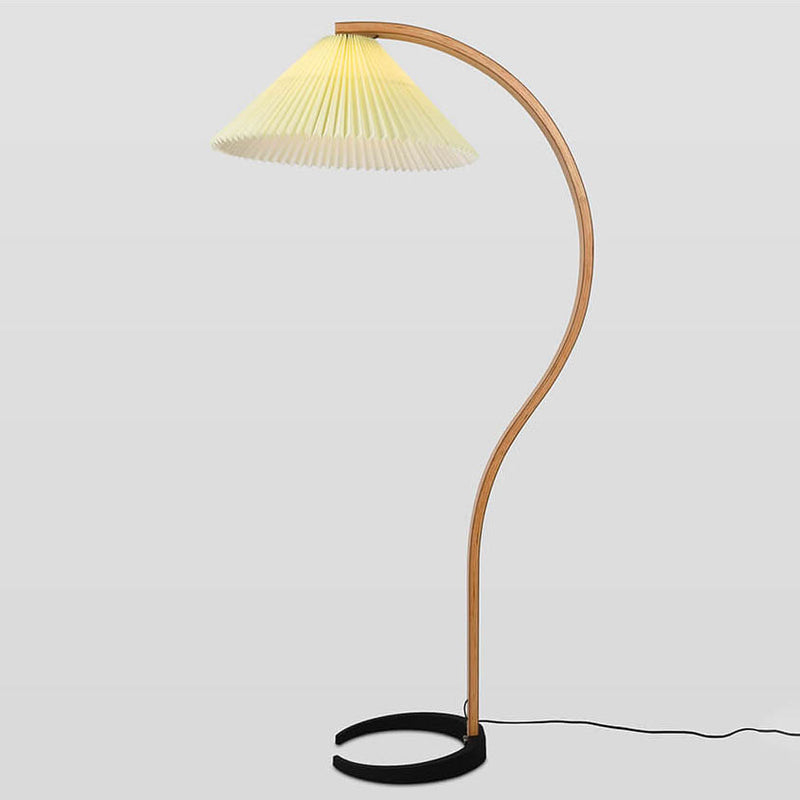 Vintage Wood Pleated Shade 1-Light Standing Floor Lamp