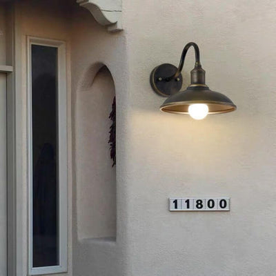 Retro Iron 1-Light Dome Outdoor Wall Lighting