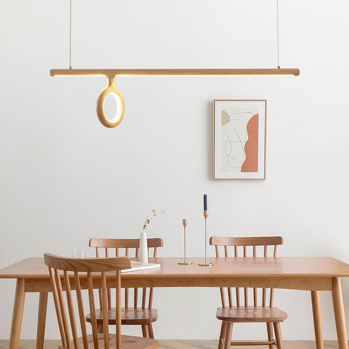 Moderne LED-Kronleuchter im japanischen Stil aus Massivholz 