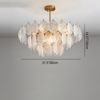 Traditioneller französischer Provinzrahmen mit Goldfinish, Blättermuster-Glasscheibe, 5/7/9/15-Licht-Kronleuchter für das Wohnzimmer 