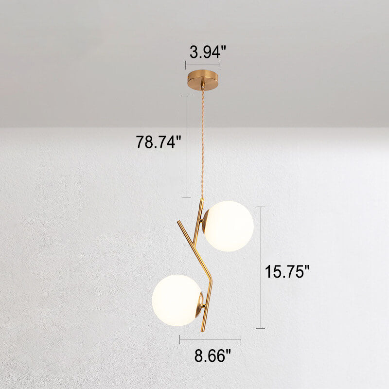 Modern Minimalist Glass 2-Light Island Light Chandelier