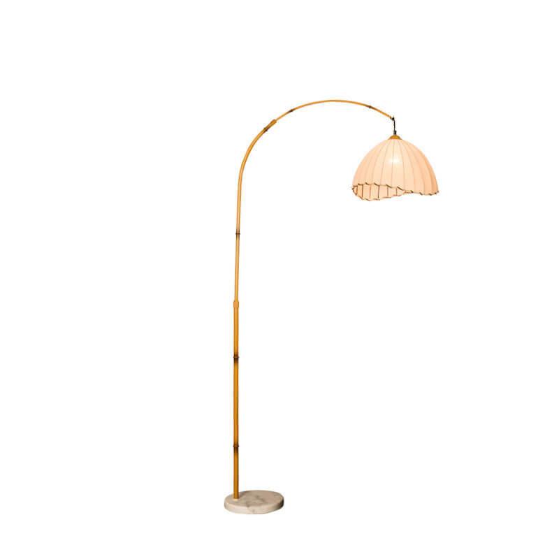 Vintage Fabric Marble Fishing Imitation Bamboo Rod 1-Light Standing Floor Lamp