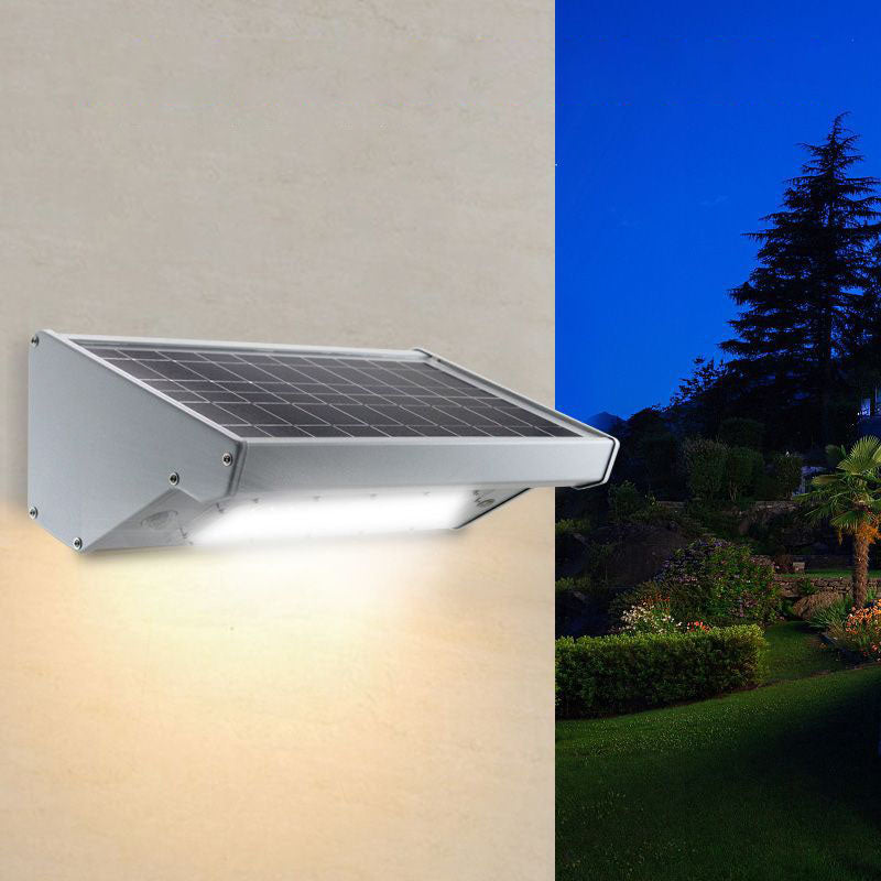 Solar Outdoor Patio Square Plane Body Sensor LED Wall Sconce Lamp