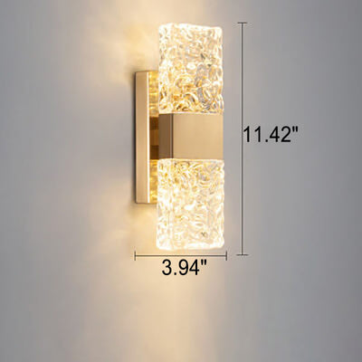 Moderne, quadratische, quadratische Ripple Crystal Gold LED-Wandleuchte